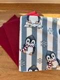 Winter-Stoffbundle Pinguin rot
