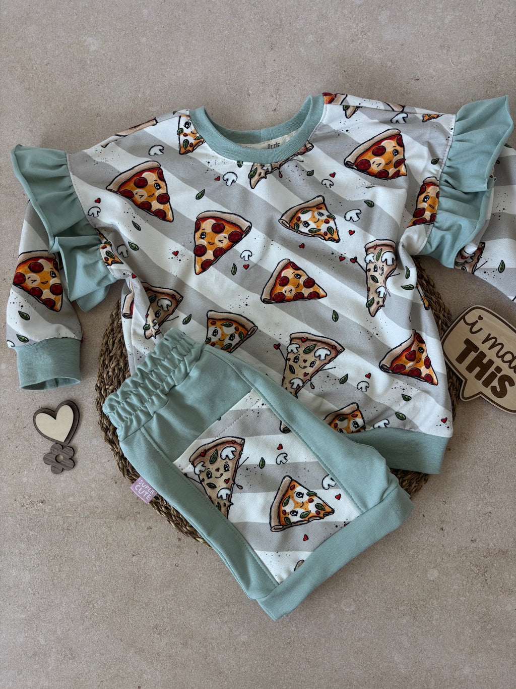 French Terry, Pizzalein, Katzengold Designs