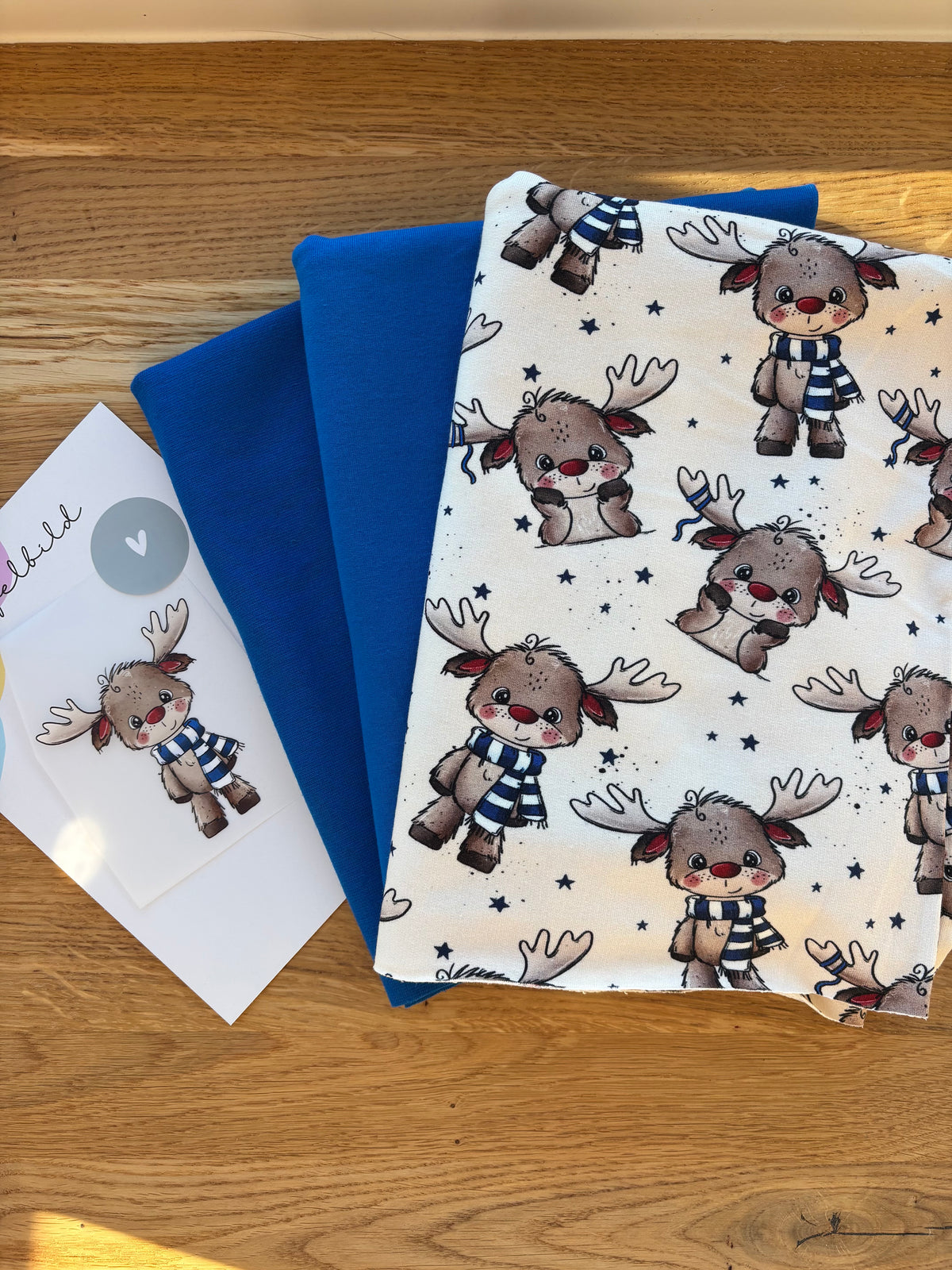 Winter-Stoffbundle Elchzeit blau
