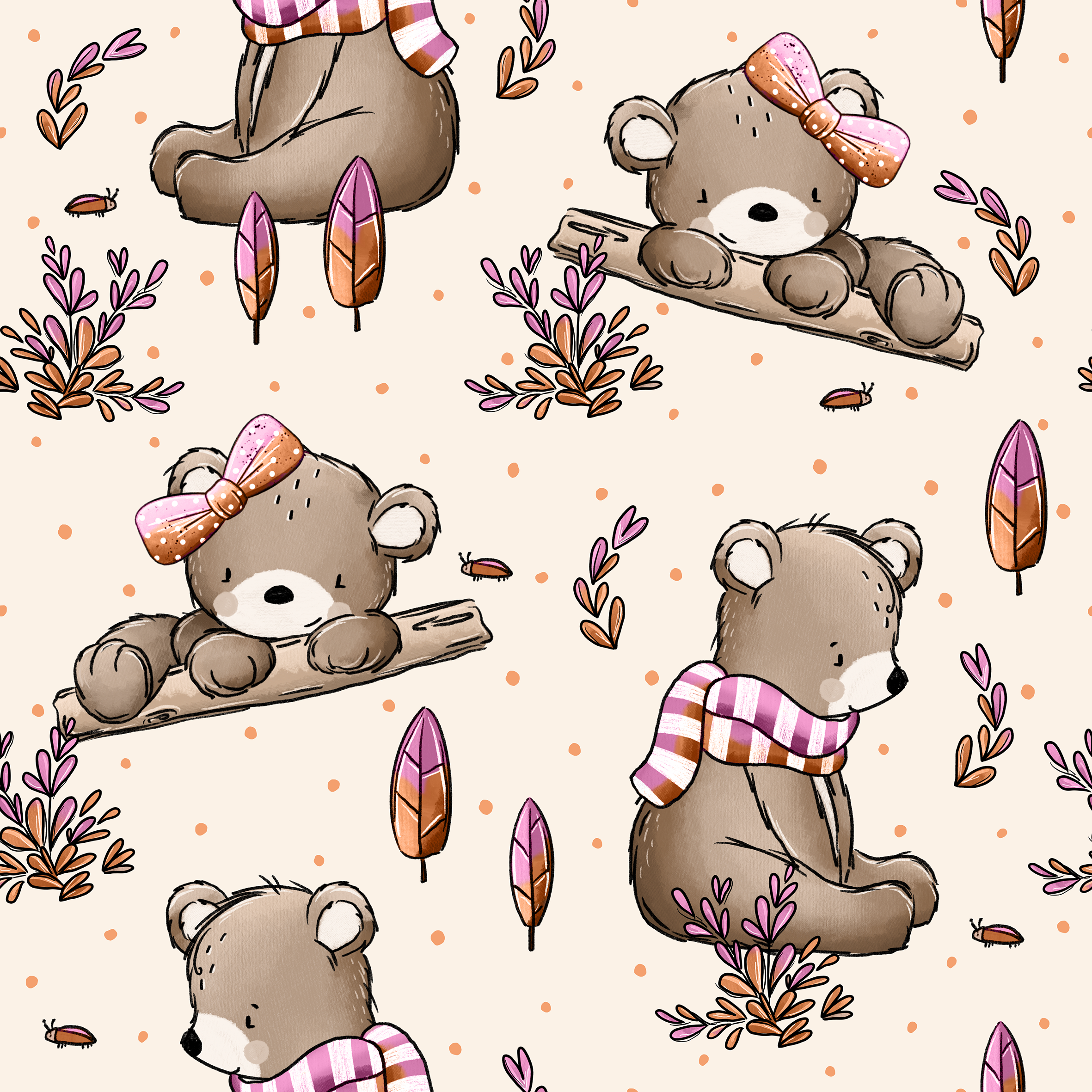 *VORBESTELLUNG*, French Terry, Herbstbär Schleife