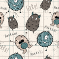 French Terry, Mini Monster, blau