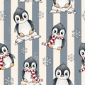 French Terry, Pinguin, Katzengold Designs, 75 cm Stück