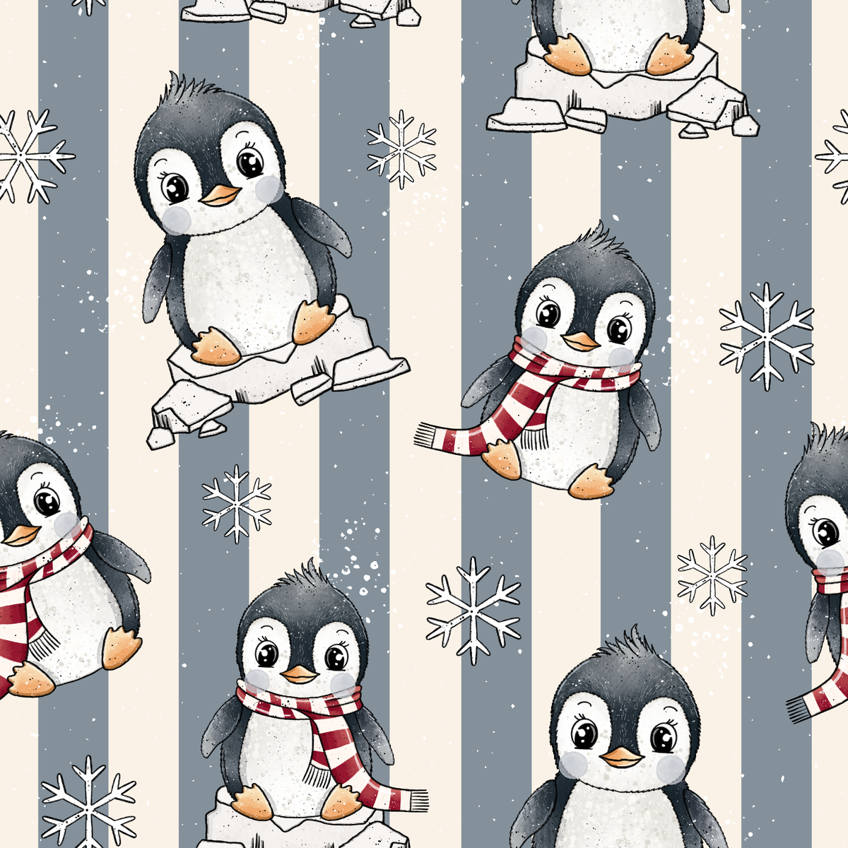 French Terry, Pinguin, Katzengold Designs, 75 cm Stück